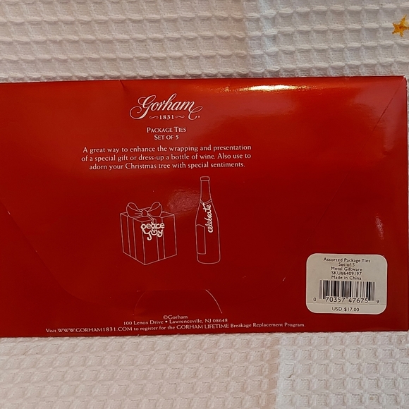 NWT Gorham 1831 Silver type metal Package or Gift Ties - set of 5 - Picture 2 of 7